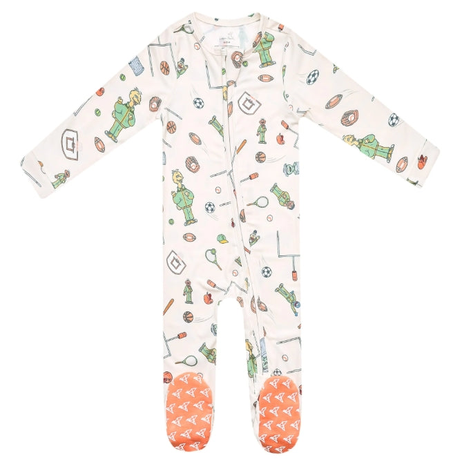 Sesame Street Varsity Friends Zip-Up Footie Pajama