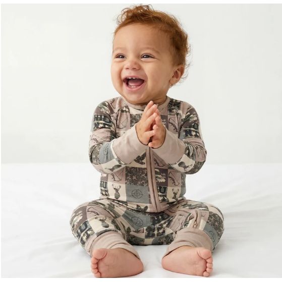 Camo Checkerboard Zip Romper