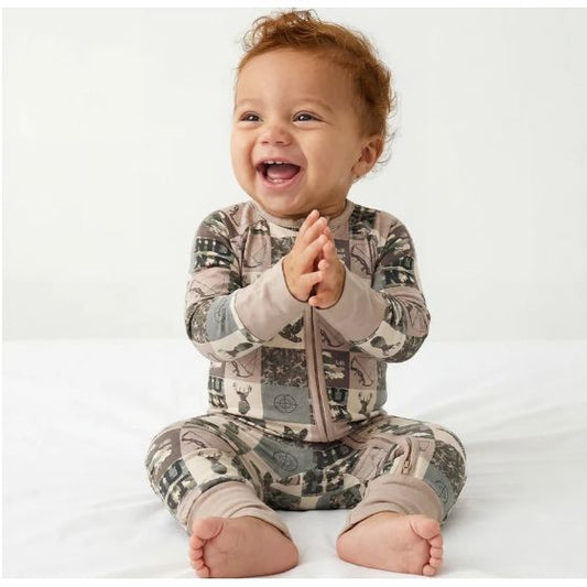 Camo Checkerboard Zip Romper