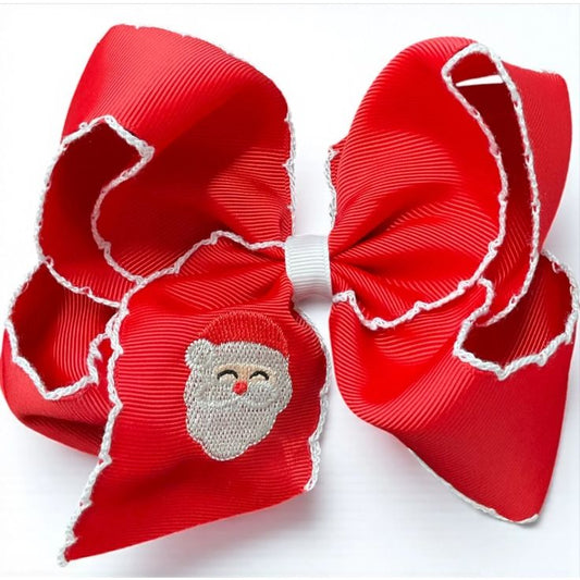 Santa Embroidered Moon Stich Hairbow