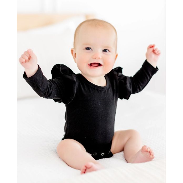 Black L/S Flutter Bodysuit