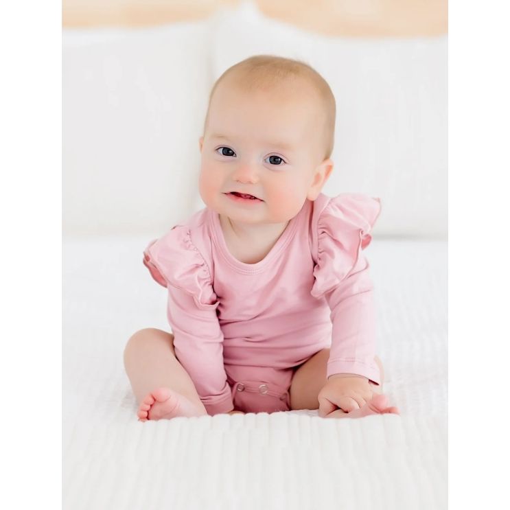 Vintage Pink L/S Flutter Bodysuit