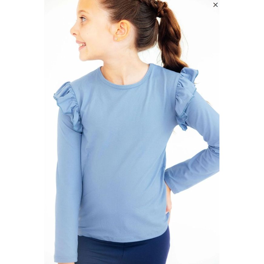 Dusty Blue L/S Ruffle Shirt