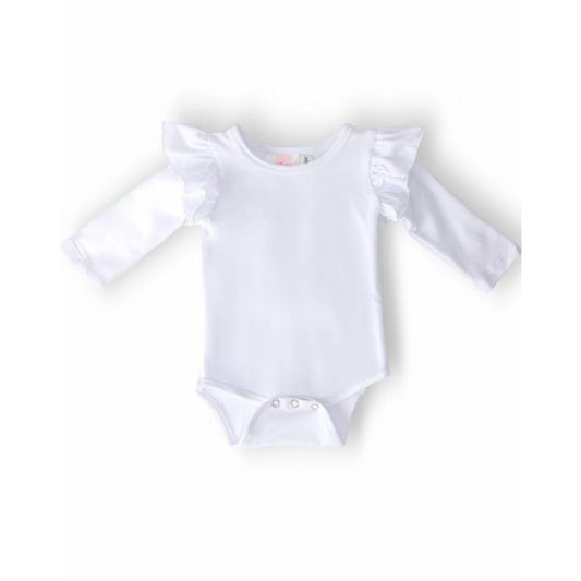 White L/S Flutter Bodysuit