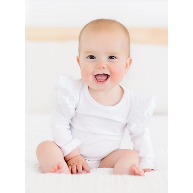 White L/S Flutter Bodysuit