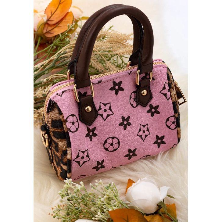Cheetah & Pink Star Printed Mini Satchel Purse