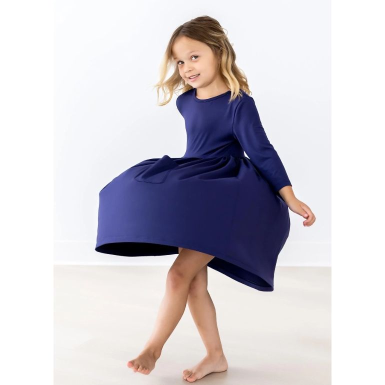 Navy Pocket Twirl Dress