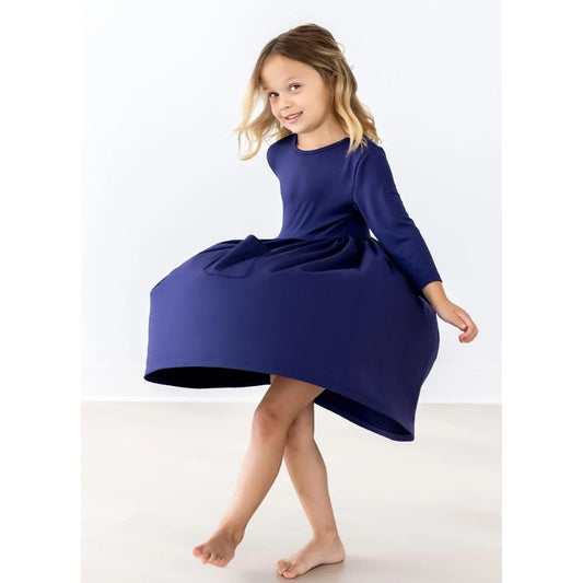 Navy Pocket Twirl Dress