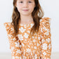 Golden Blooms Ruffle Twirl Dress