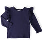 Navy L/S Ruffle Shirt