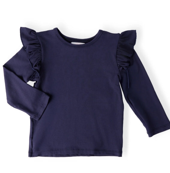 Navy L/S Ruffle Shirt