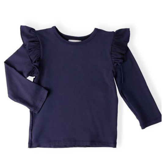 Navy L/S Ruffle Shirt