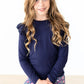 Navy L/S Ruffle Shirt