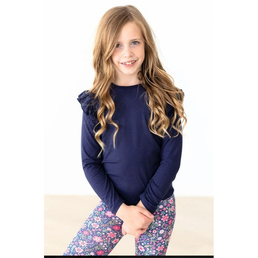 Navy L/S Ruffle Shirt