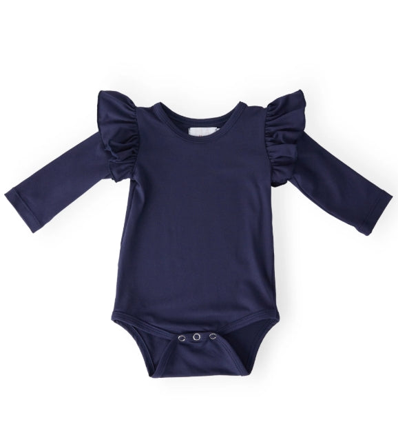 Navy L/S Flutter Bodysuit