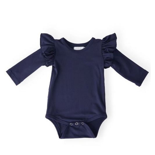 Navy L/S Flutter Bodysuit