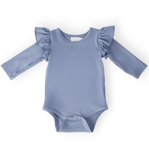 Dusty Blue L/S Flutter Bodysuit