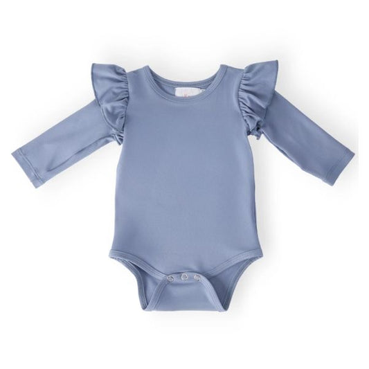 Dusty Blue L/S Flutter Bodysuit