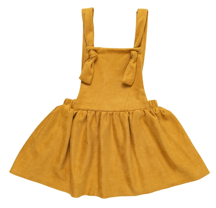 Mustard Faux Suede Pinafore Dress