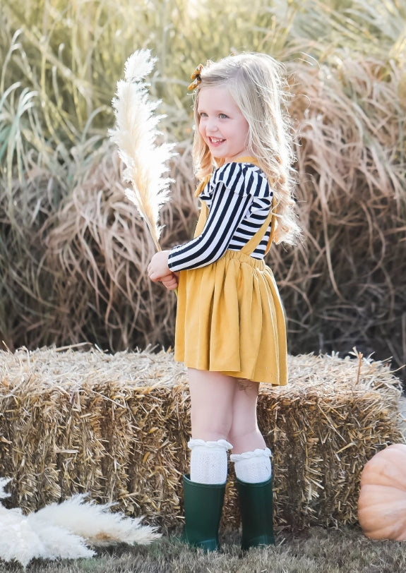 Mustard Faux Suede Pinafore Dress