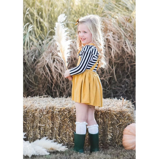 Mustard Faux Suede Pinafore Dress