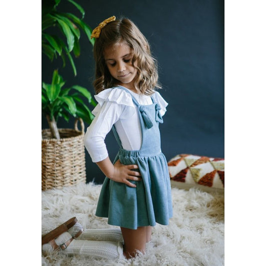 Vintage Blue Faux Suede Pinafore Dress