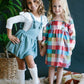 Vintage Blue Faux Suede Pinafore Dress