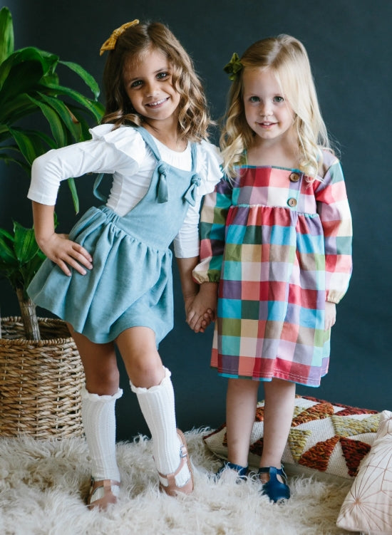 Vintage Blue Faux Suede Pinafore Dress