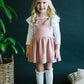 Vintage Pink Faux Suede Pinafore Dress