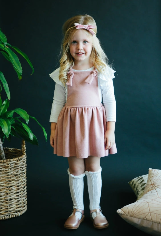 Vintage Pink Faux Suede Pinafore Dress