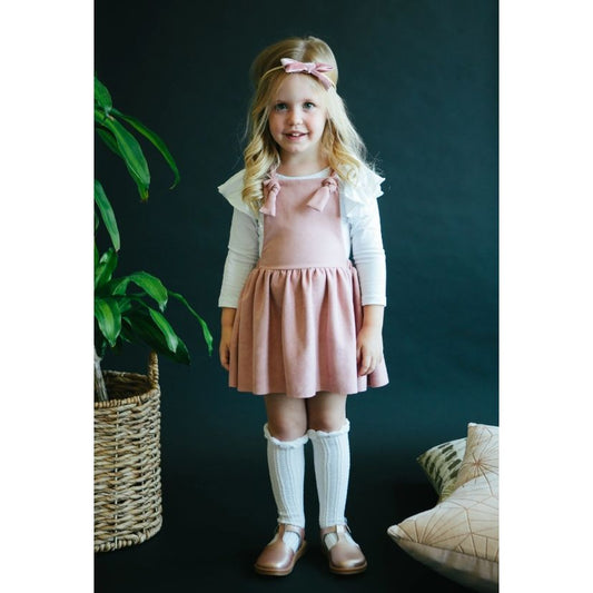 Vintage Pink Faux Suede Pinafore Dress