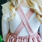 Vintage Pink Faux Suede Pinafore Dress