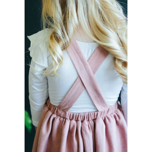 Vintage Pink Faux Suede Pinafore Dress
