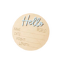 Baby Blue “Hello World” Wooden Birth Announcement Sign – Newborn Photo Prop