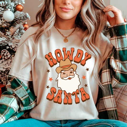 Howdy Santa Adult Tee Shirt