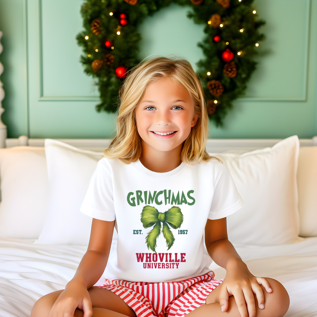 Green Bow University Tween Graphic Tee Shirt