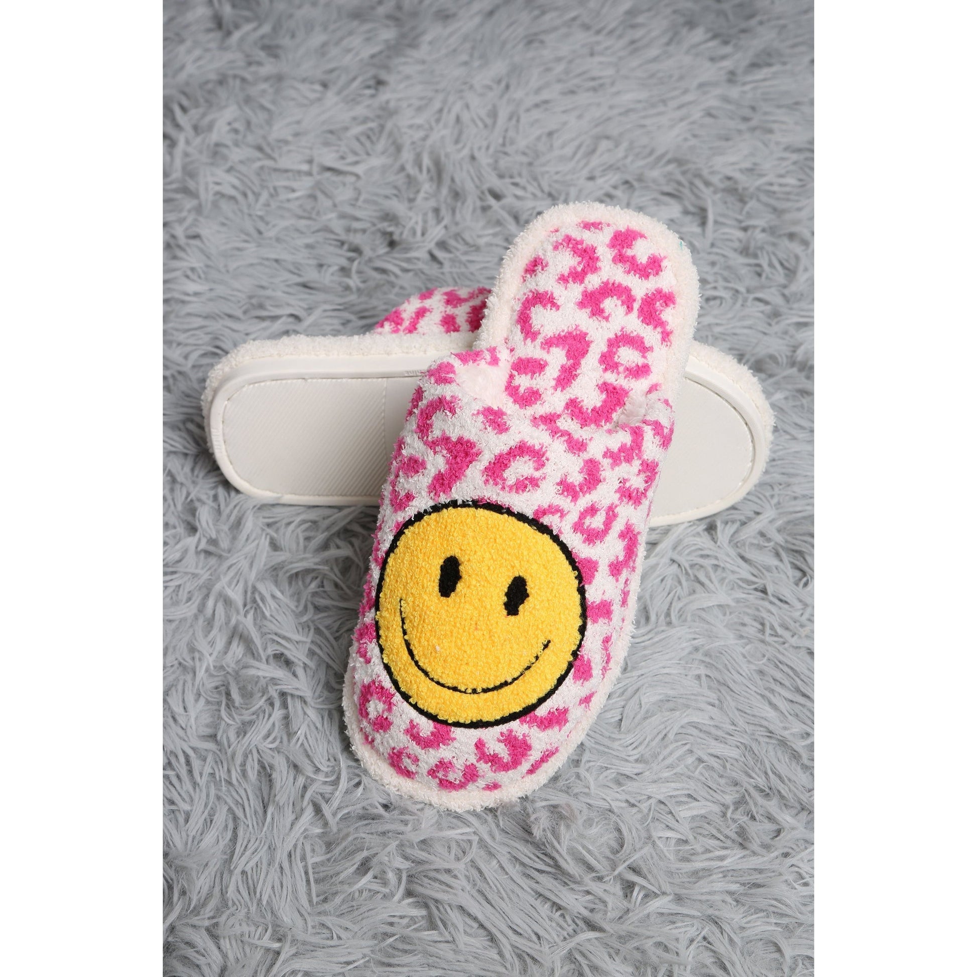 Fuchsia Leopard Print Smiley Slipper - Desert Dreams Boutique