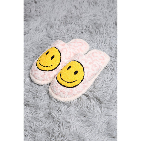 Pink Leopard Print Smiley Slipper - Desert Dreams Boutique