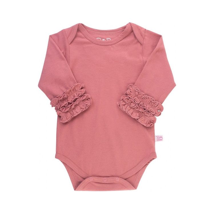 Mauve Ruffled Long Sleeve Layering Bodysuit
