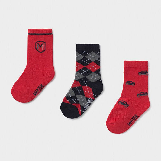 Set of 3 pairs of socks Red Cars