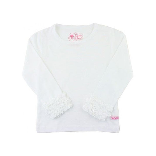 White Long Sleeve Ruffled Layering Tee