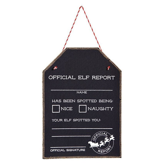 Elf Report Chalkboard Hanger