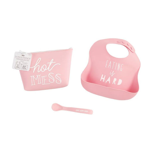 Pink Silicone Feeding Set