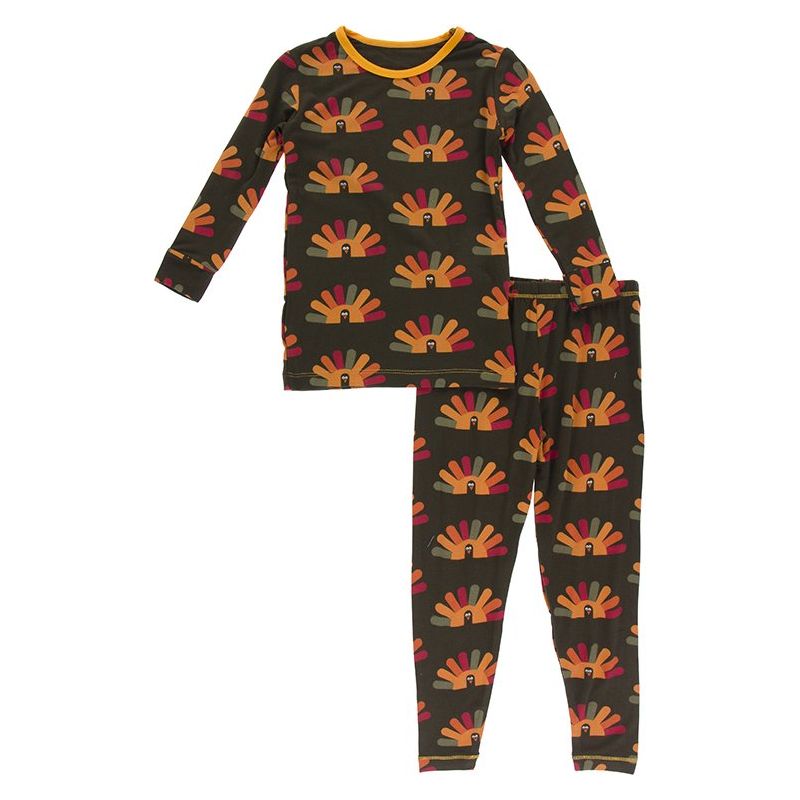 Bark Turkey Print Long Sleeve Pajama Set
