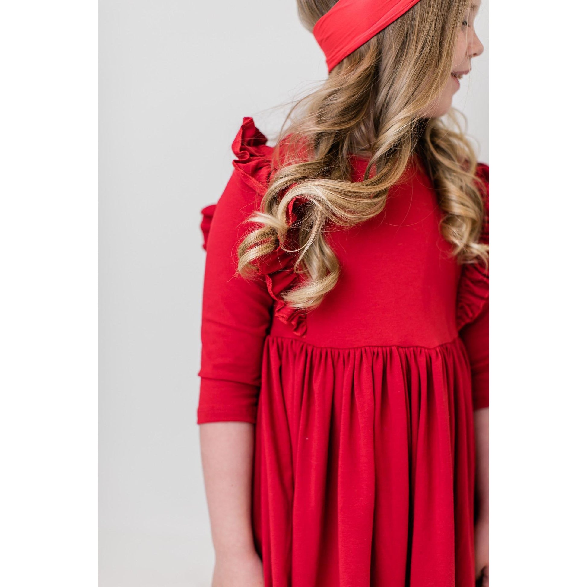 Scarlet Ruffle Twirl Dress