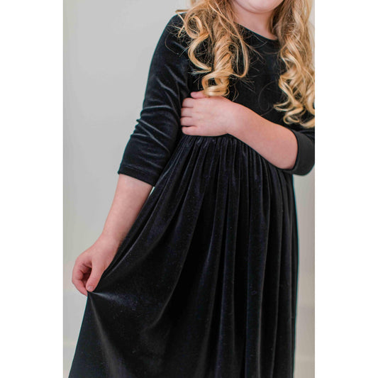 Black Velvet Twirl Dress