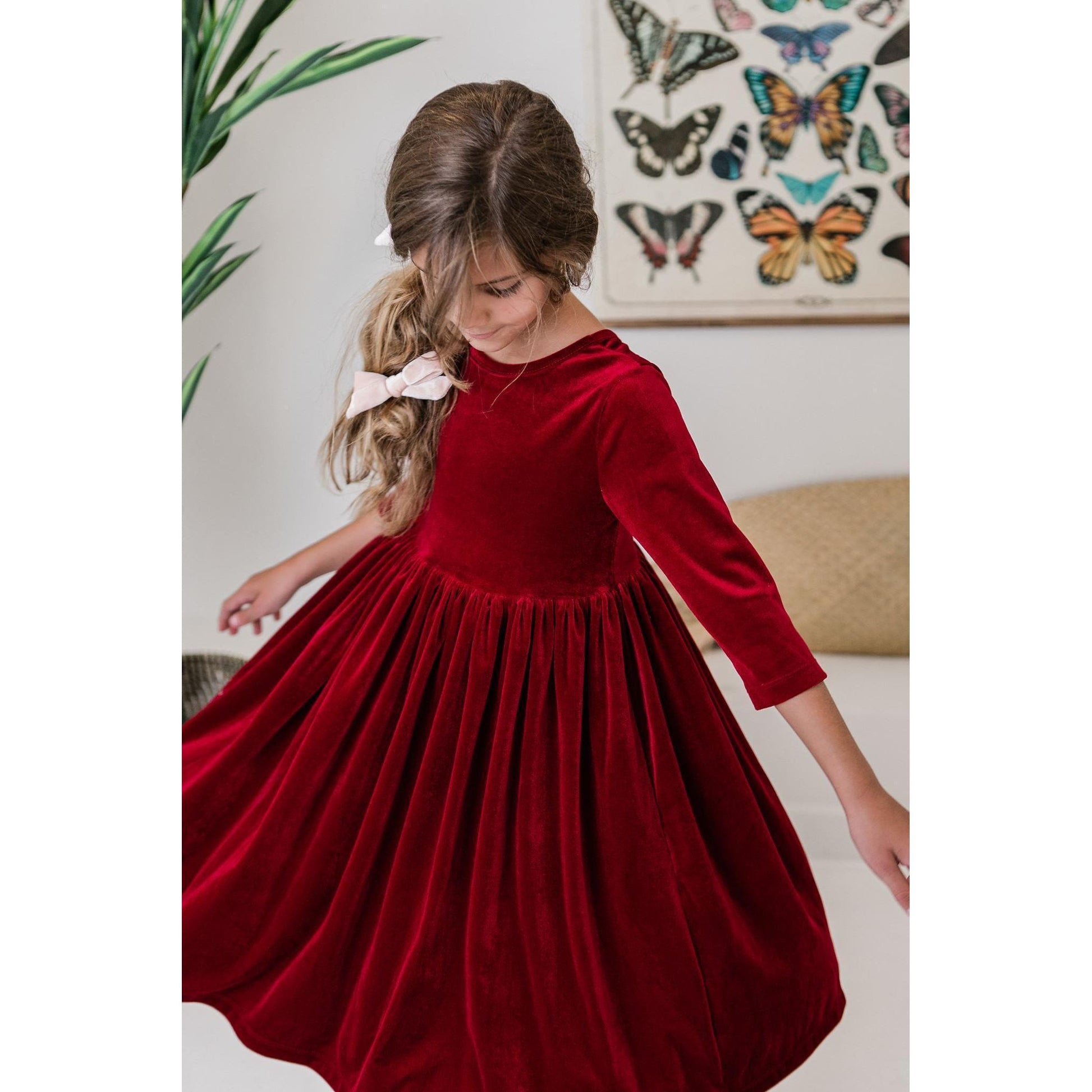 Cranberry Velvet Twirl Dress