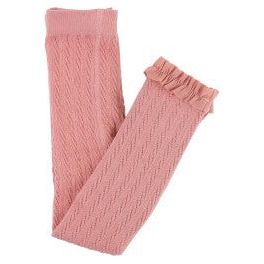 Dusty Rose Cable-Knit Footless Ruffle Tights
