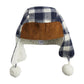 Navy Check Flannel Sherpa Hat