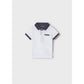 White & Navy Short Sleeve Polo